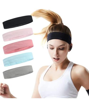 Workout Headbands for Women Men Non Slip Headband Sport Headbands Sweatbands Elastic Sport Hair Bands for Yoga Running Sports Travel Indoor Fitness Gym solid1