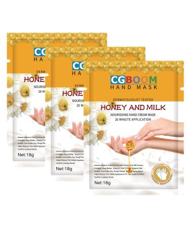 3 Pairs Hands Moisturizing Gloves Hand Skin Repair Renew Mask w/Infused Collagen Moisture Enhancing Gloves for Dry Aging Cracked Hands(Honey&Milk)) - Buy Online on GoSupps.com