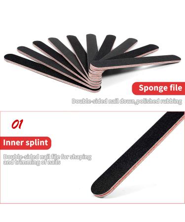 Double Sided 100/180 Grit Nail File Emery Board Set - Professional Manicure Pedicure Tools for Gel, Acrylic, and Dip Nails - 10Pcs/Pack for Home and Salon Use - Buy Online on GoSupps.com