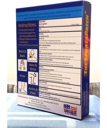 The Sports Patch - Lidocaine 4% Pain Relief | Easy Application | Lasts 8 Hours | Recover Faster with Palmarosa Oil | International Shipping Available - Buy Online on GoSupps.com
