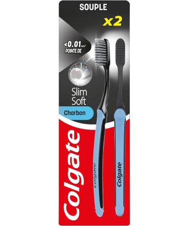 Colgate Slim Soft Active Charcoal Toothbrush - Soft Precise Cleaning - 2-Pack - Buy Online on GoSupps.com