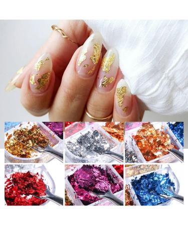6 Grids Gold Gel Polish Sparkly Mirror Nail Foils Luxury Nail Sequins Nail Glitter Flakes - Buy Online on GoSupps.com