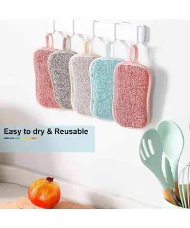 Reusable Microfiber Kitchen Cleaning Sponges - 4 Pack Multicolored Pot & Dish Scrubbers - Buy Online on GoSupps.com