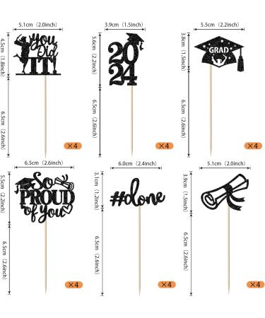 Pack of 24 Graduation Cake Decorations Graduation Cupcake Toppers Graduation Cake Decorations Cake Toppers for Graduation Parties Graduation Proms Black - Buy Online on GoSupps.com