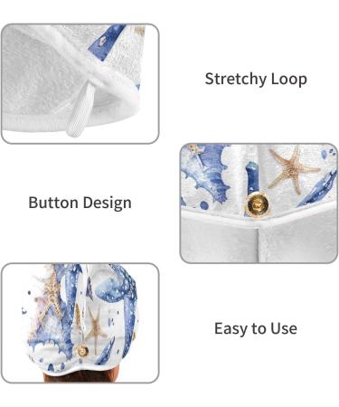 Colored Starfish Shells Hair Towel 2 Pack | Super Absorbent Quick Dry Turbans for Women & Girls - Buy Online on GoSupps.com