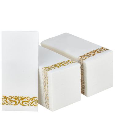 200 PACK Guest Towels Disposable Bathroom, Soft and Linen-Like Disposable Hand Towels, Decorative Bathroom Napkins for Party,Dinners, Wedding, Gold