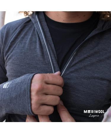 MERIWOOL Men's Lightweight Merino Wool Base Layer Hoodie - Blue Sea Stripe, X-Large - Buy Online on GoSupps.com