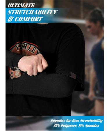 2 Pieces Knitted Compression Arm Sleeves for Men | Full Arm Support for Weightlifting Basketball Golf & Training - Black - Buy Online on GoSupps.com