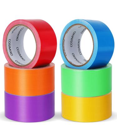 6-Pack Rainbow Colored Duct Tape 15 Yards x 2 Inch Heavy Duty, No Residue, Tear by Hand & Waterproof,Great for Packaging, Arts & Crafts, Color-Coding, and DIY Projects