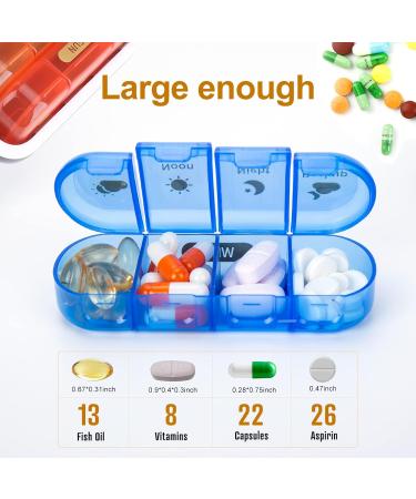 Buy MURRI&MURRDI Large 7-Day Pill Organizer Portable Moisture-Proof Case for Vitamins & Medications 28 Cells Multi-Colored Travel-Friendly Pill Box - Buy Online on GoSupps.com