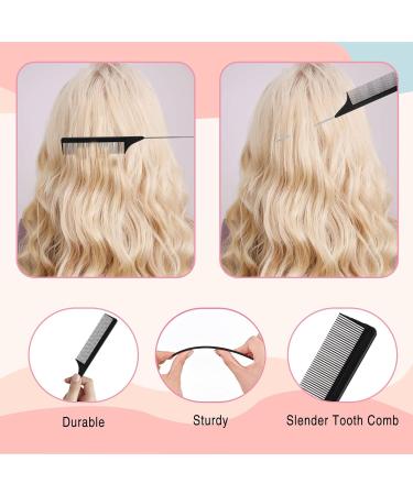 6 Pack Steel Pin Rat Tail Carbon Fiber Comb Set - Heat Resistant Teasing Combs for Salon & Home Use (Black) - Buy Online on GoSupps.com