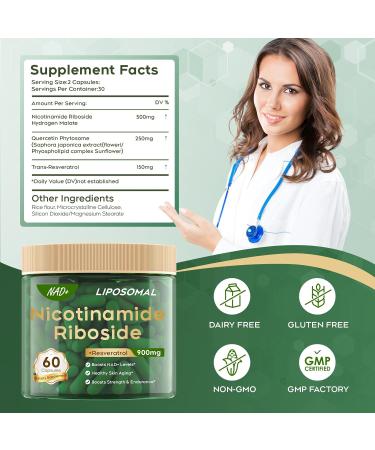 MayBeJiangWei NAD Supplement Nicotinamide Riboside Resveratrol 900mg High Purity Liposomal NAD+ NMNH Supplement Alternative for Anti-Aging Energy Focus(60) - Buy Online on GoSupps.com