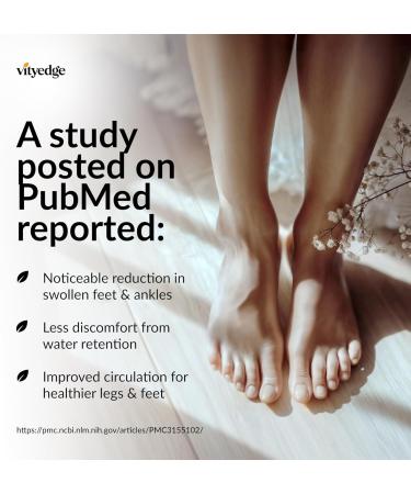 Vityedge Natural Diuretic for Swollen Feet Ankles & Legs Reduce Swelling Edema and Fluid Retention with Effective Water Pills for Leg and Foot Comfort Fast Relief and Support with Dandelite - Buy Online on GoSupps.com