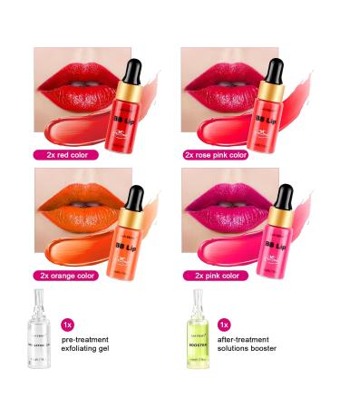 BB Lip Glow Ampoule Serum Starter Kit | Semi-Permanent Makeup Treatment & Lip Care Serums | 8 Vials Exfoliating Gel & Lip Balm - Buy Online on GoSupps.com