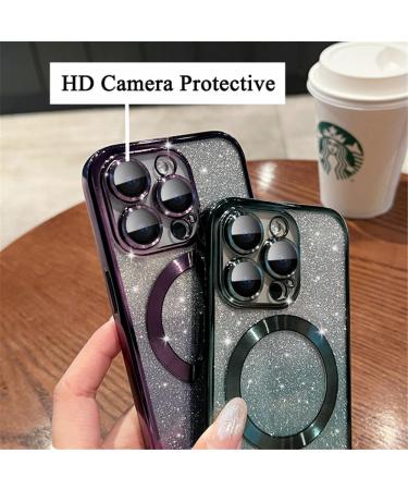 EnteLE Plating Gradient Glitter Clear Magnetic Wireless Charge Soft Phone Case For iPhone 15 14 Pro Max 13 12 11 Silicone Cover green For iPhone 13 green For iPhone 13 - Buy Online on GoSupps.com