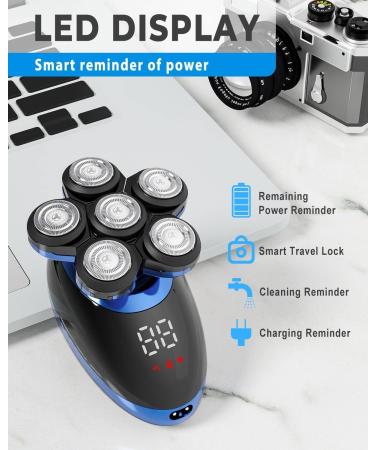 ZORUMAN 6D Electric Head Shaver for Men - 5-in-1 Cordless Shavers for Bald Men - LED Display, IPX7 Waterproof - Wet/Dry Use - 6900-BLACK - Buy Online on GoSupps.com