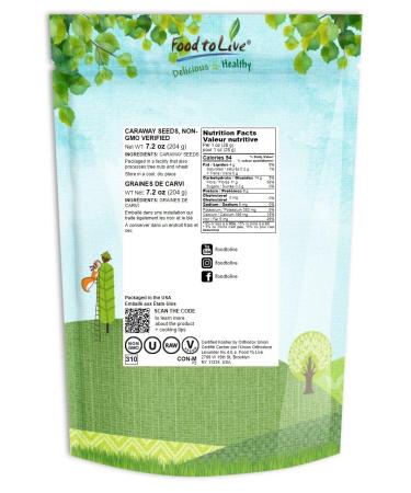 Organic Caraway Seeds - 7.2 oz | Non-GMO verified, Raw & Whole | Kosher, Vegan, Fiber-rich | Ideal for Rye Bread & Seasoning | Bulk Savory Spice - Buy Online on GoSupps.com