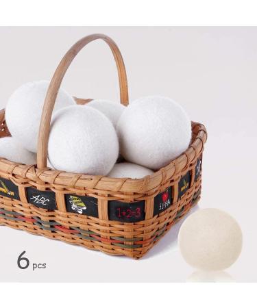 Natural Wool Dryer Balls White Laundry Balls Large Reusable Dryer Tumble Balls for Washing Pack of 6 - Buy Online on GoSupps.com