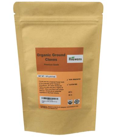 Heawans Organic premium grade clove ground, packed in a food graded inner aluminium foil kraft paper pouch, 4.5 oz | 127 g 4.5 Ounce (Pack of 1)