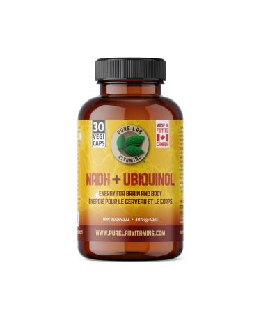 Pure Lab Vitamins | NADH Nicotinamide Adenine Dinucleotide + Coq10 Ubiquinol | 30 Capsules | Vitamin B3 Supplement | B3 Vitamin Nicotinamide Supplement | Brain Energy Mental Clarity Supplemet 30 count (Pack of 1)