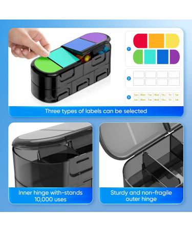 Weekly Pill Organizer - Double-Sided Portable Pill Box for Medications & Vitamins - 2PC (White/Black - Buy Online on GoSupps.com