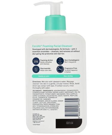 CeraVe Foaming Facial Cleanser for Oily Skin - Makeup Remover  Paraben & Fragrance Free  16 Fl Oz - Buy Online on GoSupps.com