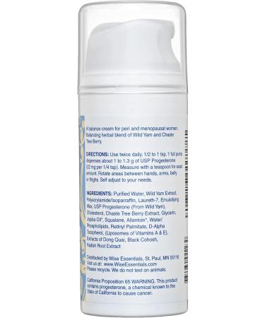Bioidentical Wild Yam & Progesterone Cream | Paraben Free Fragrance Free Non-GMO | Wise Essentials - International Shipping Available - Buy Online on GoSupps.com