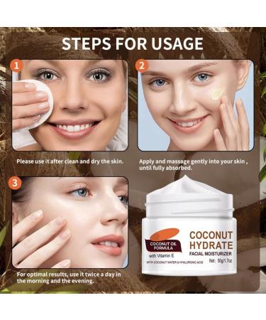 Coconut Oil Face Cream - Moisturiser Face Women - Mild Coconut Oil Night Cream for Dry Skin - Multipurpose Cream for Face Care - Deep Nourishment - Skincare Product with Silky Texture - Buy Online on GoSupps.com
