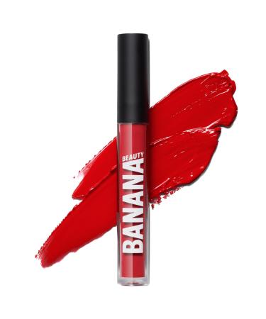 Banana Beauty Semi Matte Liquid Lipstick with 10h stop (the glam bam / cool red) - lipstick matt for full lips - protection against drying out & intensive volume the glam bam / cool red 3 ml (1 Pack)