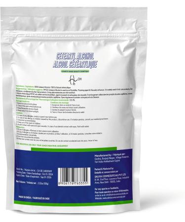 Myoc Cetearyl Alcohol (100 gm / 3.88 Oz) Cosmetic Grade no adulterants Non-GMO paraben Free cGMP Quality Pure and Used for Dry Rough Scaly Itchy Skin and Minor Skin irritations - Buy Online on GoSupps.com