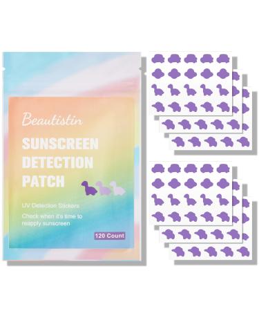 UV Stickers for Sunscreen - 120 Count UV Detection Stickers Know When to re-Apply Sunscreen UV Stickers Safe for Kids Age 3+ 4 Pattern Types for Boys & Girls