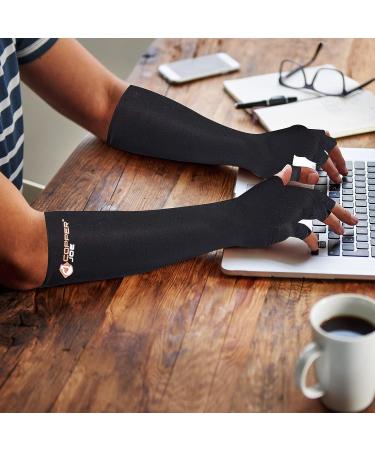 Copper Joe Long Arthritis Gloves - High Copper Content for Carpal Tunnel and Wrist Support (Small, 1 Pair) - Buy Online on GoSupps.com