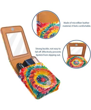 Travel Lipstick Organizer Case - Portable Makeup Bag with Mirror | Colorful Tie-Dye Swirl Rainbow | Shop Now - Buy Online on GoSupps.com