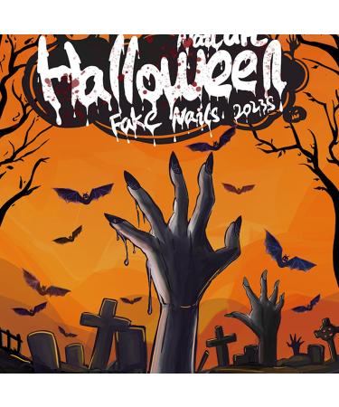 FEIlei Halloween False Nails Skull Spiders Net Fake Nails Full Cover Art Press On Nails - Buy Online on GoSupps.com