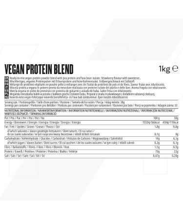 MyProtein MyVegan Protein Blend - 1kg (33 Servings) Strawberry Vegan Protein Powder with 5g BCAAs. Gluten-Free, Low Sugar, Plant Based Pea Protein - Great Tasting Strawberry Flavor - Buy Online on GoSupps.com