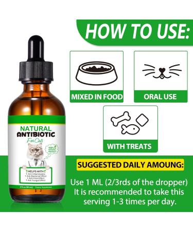 Natural Antibiotics for Cats | 2 Fl Oz Pet Supplements | Multivitamin & Allergy Itch Relief - Chicken Flavor - Buy Online on GoSupps.com