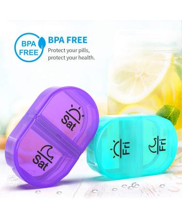 ZIKEE Weekly Pill Organizer - 2 Times a Day AM PM Pill Box with 7 Detachable Cases - Blue - Buy Online on GoSupps.com