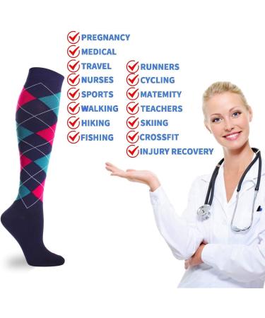 Compression Socks 7-Pair Set for Men & Women | 15-20 mmHg Circulation Support | Ideal for Athletic, Nurse, Medical, Running | S-M Multicolor - Buy Online on GoSupps.com