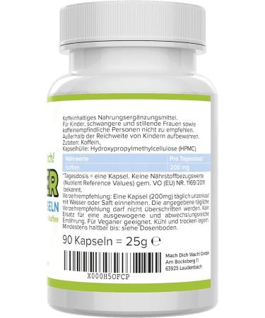 Caffeine Capsules 200mg - Vegan High-Dose No Additives - Quality from Germany - Small Easy-to-Swallow Capsules - Go Awake!  - Buy Online on GoSupps.com