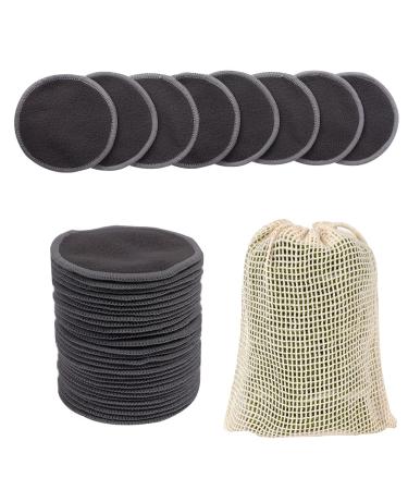 LOPHE Reusable Makeup Remover Pads 24 Pcs Eco-Friendly Washable Bamboo Charcoal Makeup Remover Pads With Mesh Laundry Bag Face Cleaning Puff For All Skin Types Gift For Women