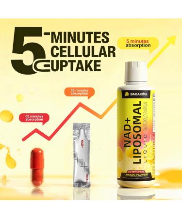 Liposomal NAD+ Liquid Supplement - Designed to Help Support Absorption - Nhanced Cellular Uptake Helps Support Normal Cellular Health Supports Cellular Energy Metabolism and Vitality - Lemon Flavor - Buy Online on GoSupps.com
