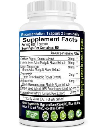 Eye Supplement | Astaxantin, Saffron, Lutein, Zeaxanthin | Supports General Eye Health, 60 Capsules 60 Count (Pack of 1) - Buy Online on GoSupps.com