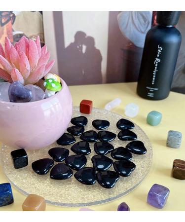 XIANNVXI 20 Pcs Black Obsidian Crystal Heart Stones - Natural Black Tourmaline Healing Gemstones for Energy Balancing | Reiki Palm Stones for Meditation - Buy Online on GoSupps.com