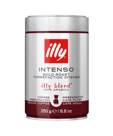 illy Drip Coffee - Ground Coffee - 100% Arabica Ground Coffee Intenso Dark Roast - Warm Notes of Cocoa & Dried Fruit - No Preservatives Full-Bodied 250g Intenso Bold Roast 10 g (Pack of 1)