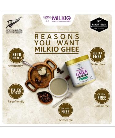 MILKIO Grass Fed Sheep Ghee 16 FL Oz - Halal Kosher Certified Clarified Butter | Paleo Keto Friendly, Non-GMO Cooking Oil - Gluten Lactose & Casein Free - Pasture Raised - Buy Online on GoSupps.com