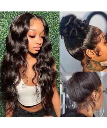 Body Wave 360 Lace Front Wigs Human Hair Full Frontal 150% Density Pre Plucked with Baby Brazilian Virgin HD (20 Inch)