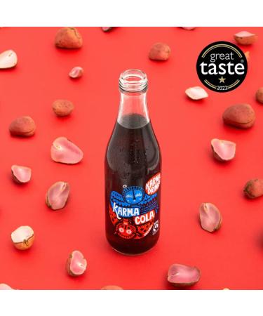 Karma Drinks Karma Cola (24 x 300ml Bottles) Natural Ingredients Fairtrade Gluten Free Vegan Friendly Delicious Soft Drink Carbonated Fizzy Drink Organic No GMO Karma Cola 24 x 300ml Bottles - Buy Online on GoSupps.com