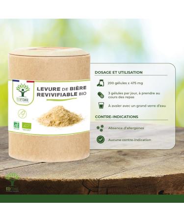Bioptimal Organic Brewer's Yeast - Food Supplement - Live & Active - Skin for Hair Nails - Digestion Transit Probiotic - Made in France - Certified by Ecocert - 200 Capsules - Buy Online on GoSupps.com