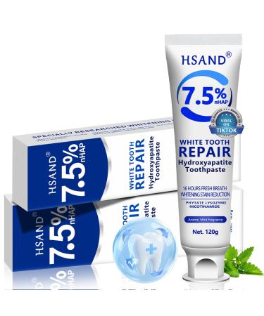 Hydroxyapatite Toothpastes for Enamel Protection and Tooth Strengthening Fluoride-Free Cooling Mint Promotes Fresh Breath Daily Use for Oral Health/ 120G (Pack of 2)