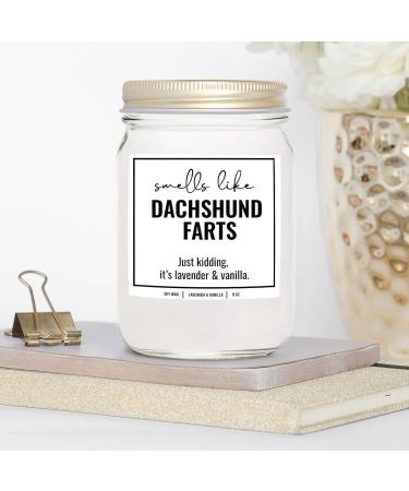 YouNique Designs Dachshund Candle - 8 Oz All Natural Soy Vegan Aromatherapy Gifts for Women - Lavender & Vanilla Wiener Dog Gifts - Buy Online on GoSupps.com